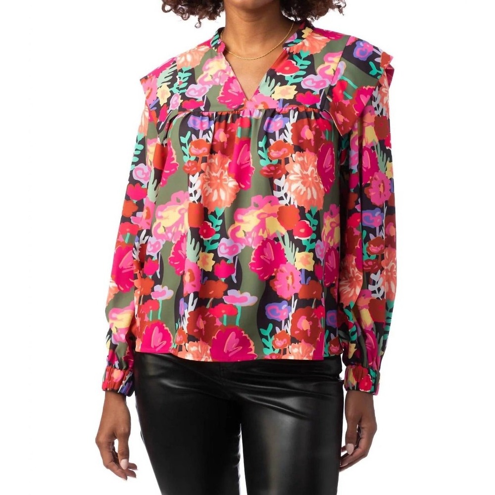 Crosby by Mollie Burch Gaines Top Vibrant Floral Forest Size Medium $189 NWOT